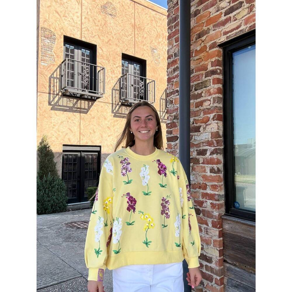 NEW QUEEN OF SPARKLES multi iris sweatshirt in yellow - Picture 6 of 8